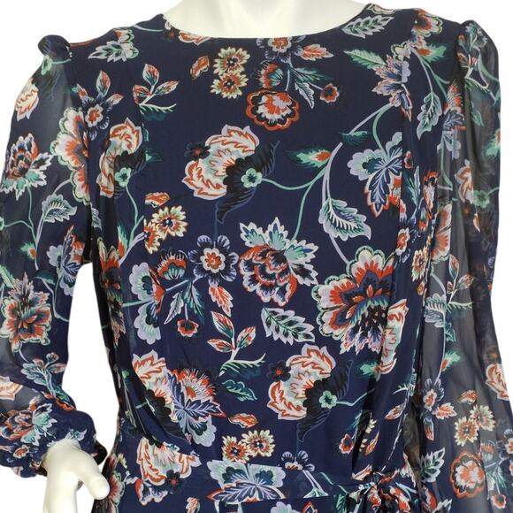 Julia Jordan Floral Long Sleeve Dress – Navy – Size 6 - Picture 2 of 8